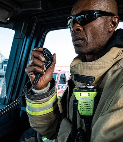 Fire fighter using radio